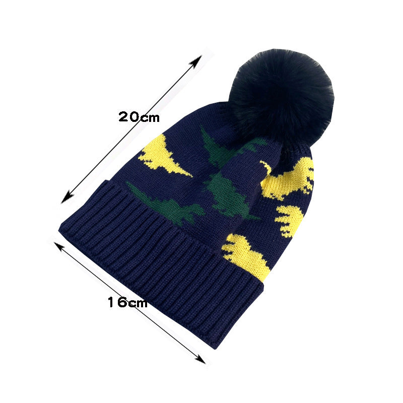 Wholesale Children's Autumn and Winter Cartoon Dinosaur Knitted Wool Hats